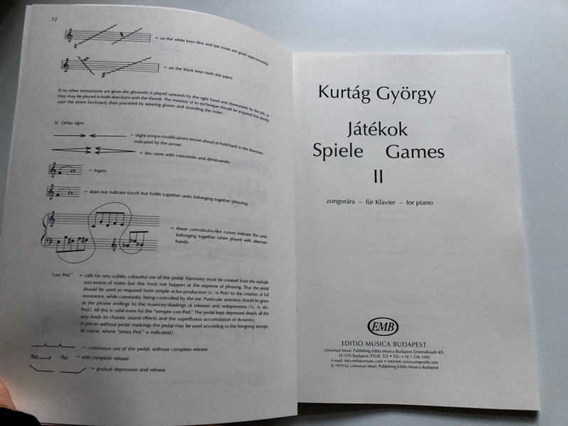 KURTAG - JÁTÉKOK VOL. 2 / Gyorgy Kurtag / Partition classique Piano / Editio Musica Budapest / Paperback (9790080083789)