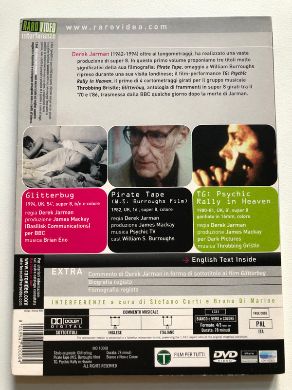 Super8 Program Vol.1 / Derek Jarman / Raro Video / DVD Box Set (8019547400084)