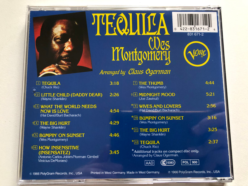 Wes Montgomery: Tequila - Arranged By Claus Ogerman / Verve Records Audio CD / 831 671-2