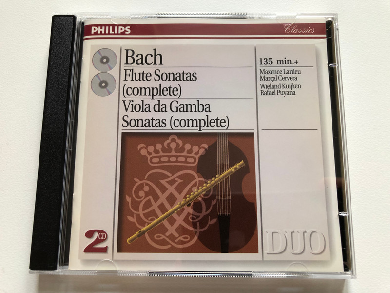 Bach - Flute Sonatas (Complete); Viola Da Gamba Sonatas (Complete) - Maxence Larrieu, Marçal Cervera, Rafael Puyana, Wieland Kuijken / 135 min. + / Duo / Philips Classics 2x Audio CD 1993 / 438 809-2