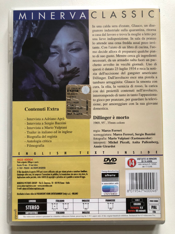 Dillinger è morto / REGIA DI Marco Ferreri / con Michel Piccoli, Annie Girardot Carole Andrè / MINERVA CLASSIC / LA MEMORIA DEL CINEMA ITALIANO / DVD Video (8019547400046)