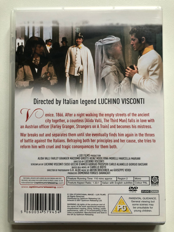 Senso / Directed by LUCHINO VISCONTI / Starring Alida VALLI & Farley GRANGER / From The Director of DEATH IN VENICE & THE LEOPARD / STUDIO CANAL / DVD Video (5060034579434)