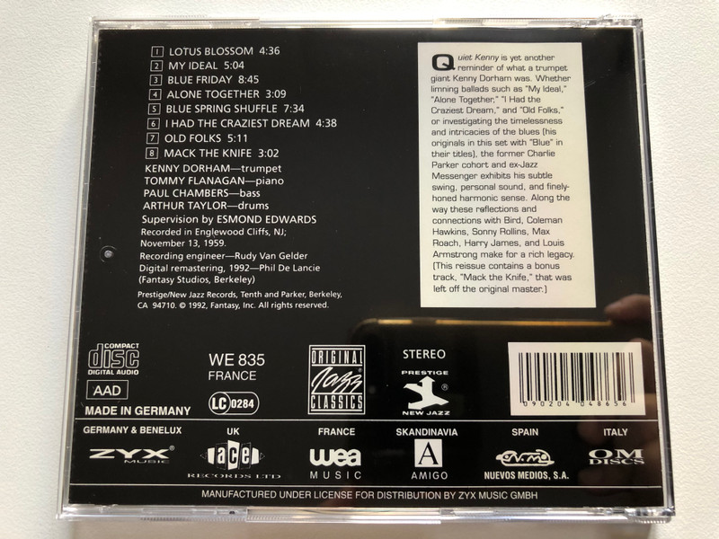 Kenny Dorham – Quiet Kenny / Original Jazz Classics Audio CD Stereo 1992 / OJCCD-250-2