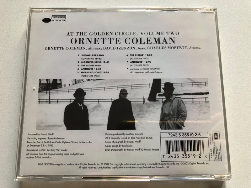 The Ornette Coleman Trio: At The "Golden Circle" Stockholm - Volume Two / RVG Edition / Blue Note Audio CD 2002 / 7243 5 35519 2 6