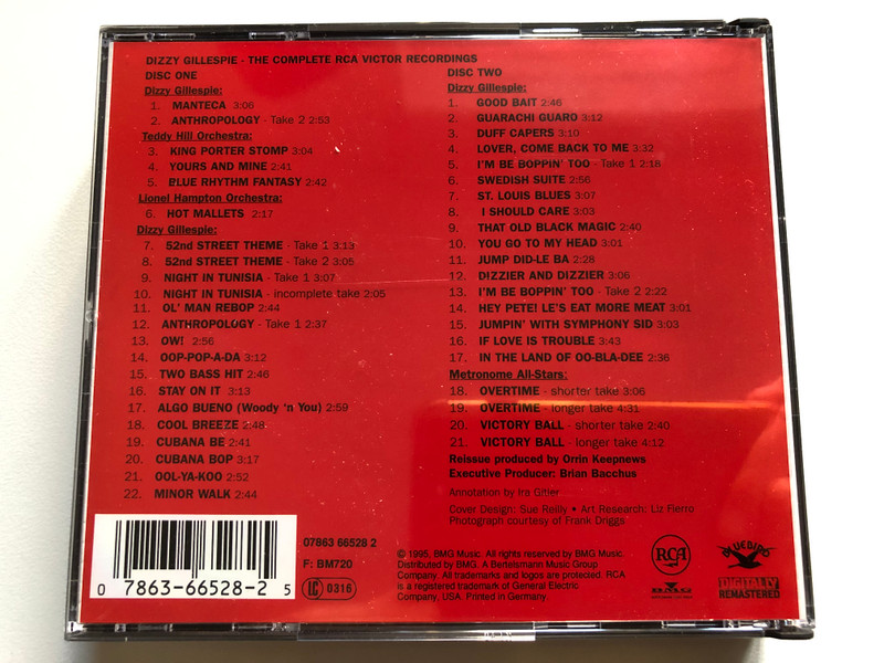 Dizzy Gillespie – The Complete RCA Victor Recordings / Bluebird 2x Audio CD 1995 / 07863 66528-2 