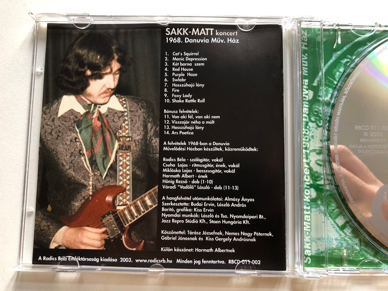 Sakk-Matt: Koncert - 1968. Danuvia Muv. Haz / Radics Béla RB Emléktársaság Audio CD 2003 / RBCD 011 002 