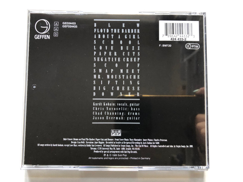 Nirvana – ''Bleach'' / Geffen Records Audio CD 1989 / GED24433