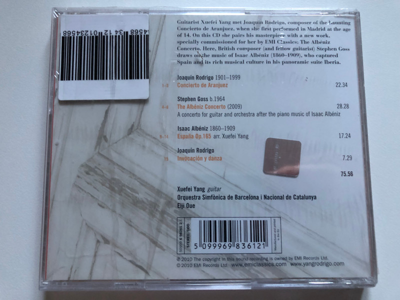 XueFei Yang - Rodrigo: Concierto de Aranjuez, Invocacion Y Danza; Stephen Goss: The Albeniz Concerto; Albeniz: Espana - Orquestra Simfònica De Barcelona I Nacional De Catalunya, Eiji Oue / Warner Classics Audio CD 2010 Stereo / 5099969836121