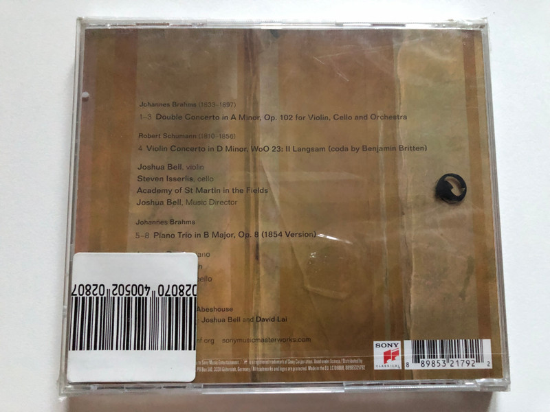 Joshua Bell, Steven Isserlis - For The Love Of Brahms - Jeremy Denk, Academy Of St. Martin-in-the-Fields / Sony Classical Audio CD 2016 / 88985321792 (889853217922)
