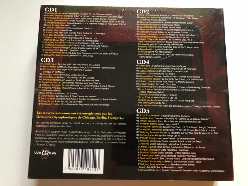Les Trophées De La Musique Classique / Decouvrez Les Plus Grands Chefs d'oeuvres de la Musique Classique: Mozart, Vivaldi, Beethoven, Chopin, Schubert,... / Wagram Music 5x Audio CD 2014, Box Set / 3318642 
