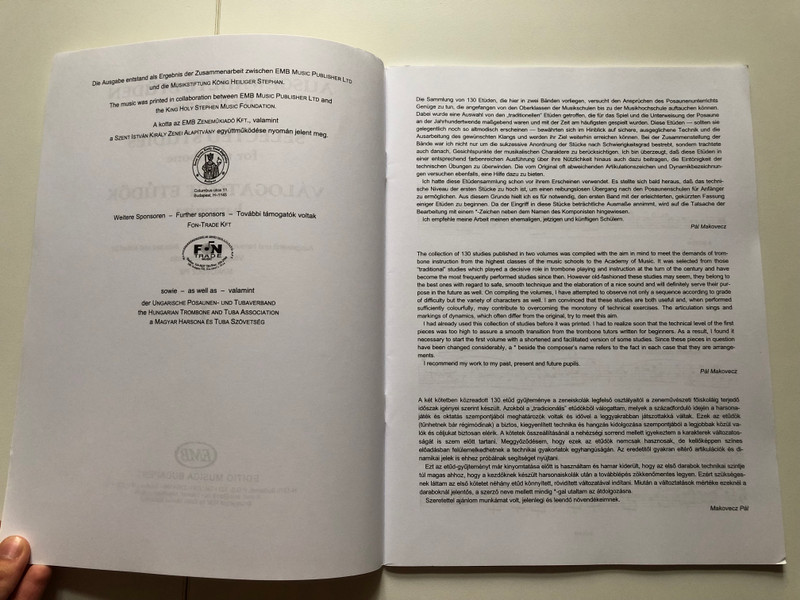 Ausgewählte Etüden Band 1 für Posaune / Makovecz / Selected Studies for trombone / VÁLOGATOTT ETŰDÖK harsonára / Editio Musica Budapest Z. 14 143 / Paperback (9790080141434)