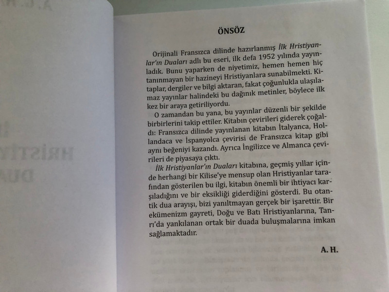 İLK HRİSTİYANLARIN DUALARI / ADALBERT HAMMAN / Aziz Antuan Yansimalari / F. Brouty, J. Fayard et Cie, 1952 / Paperback (9786056516306) 