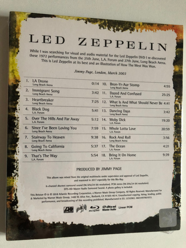Led Zeppelin - How the West Was Won / BluRay Disc / DVD Video