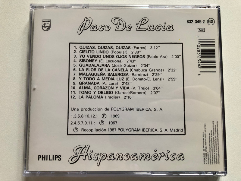 Paco De Lucía Con Ramón De Algeciras – Hispanoamérica / Philips Audio CD / 832 346-2