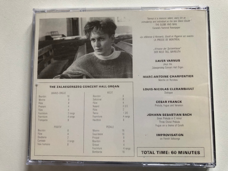 Legendary organ virtuoso: Xavér Varnus - plays Charpentier: Marche En Rondeu, Franck: Prelude,Fugue & Variation, Bach: Great Prelude in C Minor, Louis-Nicolas Clérambault / Blue Angel Classic Audio CD 1992 / BCD 770756 