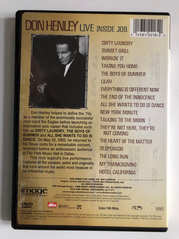 DON HENLEY LIVE - INSIDE JOB / DVD Video (014381021820) 