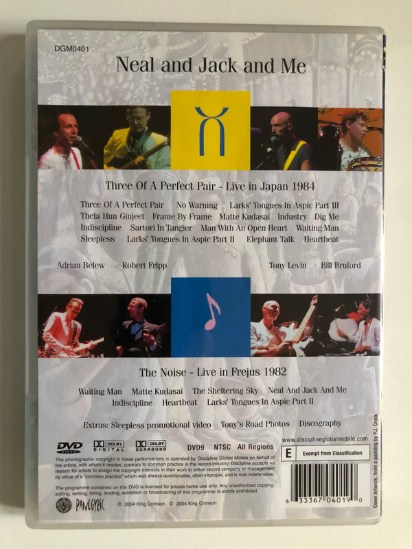 King Crimson – Neal And Jack And Me  DVD Video (633367040190)