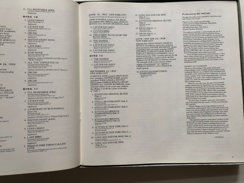 Charles Mingus – The Complete Debut Recordings / Debut Records 12x Audio CD, Box Set 1990 / 12DCD-4402-2