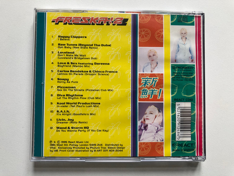 Freska! 2 - The Finest Fruity Melodies & Sparkling Rhythms, Including Loveland, Livin, Joy, Happy Clappers, Pizzaman, Diva Rhythms, Soapy... / React Audio CD 1995 / REACT CD61