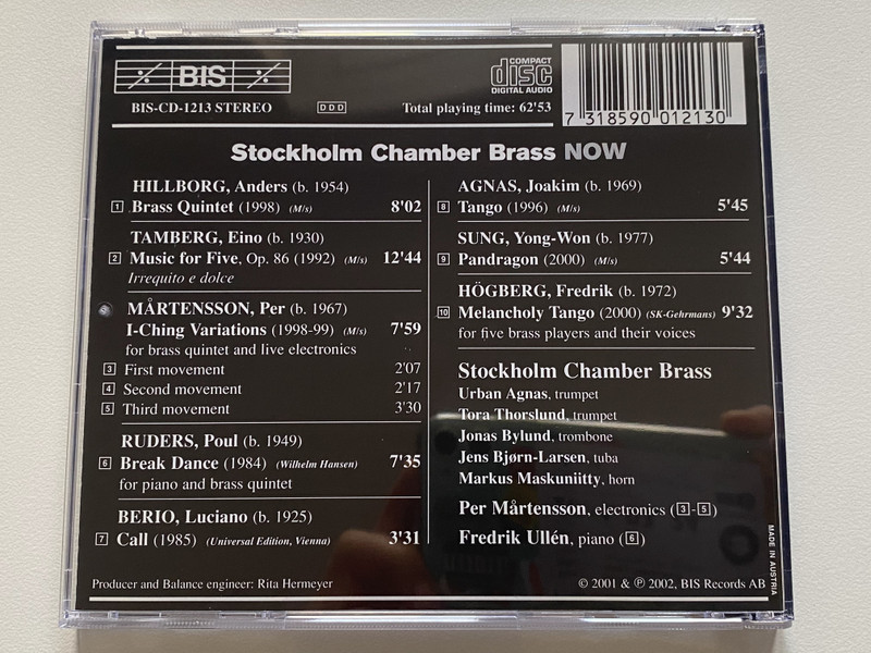 Stockholm Chamber Brass – Now / BIS Audio CD 2002 / BIS-CD-1213
