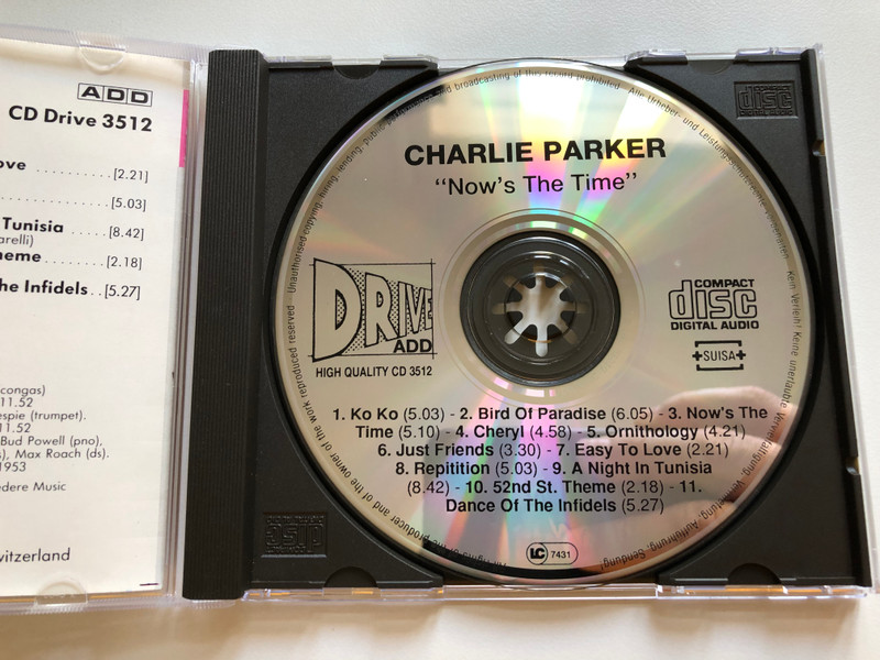 Charlie Parker – Now's The Time / Drive Audio CD 1989 / CD Drive 3512