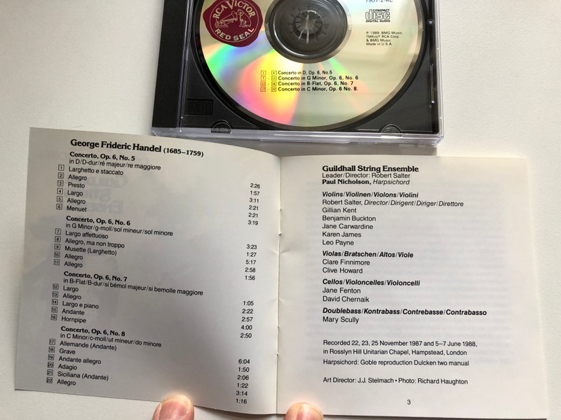 Handel: Concerti Grossi Op. 6, Nos. 5 - 8 - Guildhall String Ensemble / BMG Music Audio CD 1989 / 7907-2-RC
