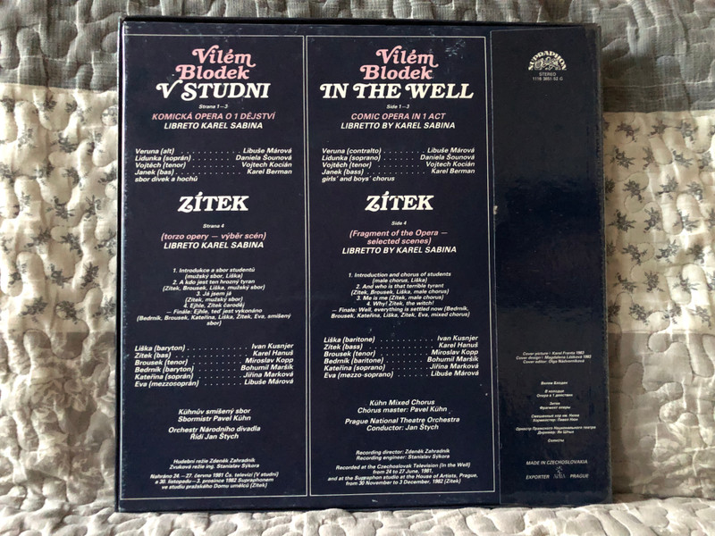 Vilém Blodek - V Studni = In The Well (Opera In 1 Act); Zítek (Fragment) - Soloists Kühn Mixed Chorus, Pavel Kühn, Prague National Theatre Orchestra, Jan Štych / Supraphon 2x LP, Box Set Stereo 1983 / 1116 3651-52 G