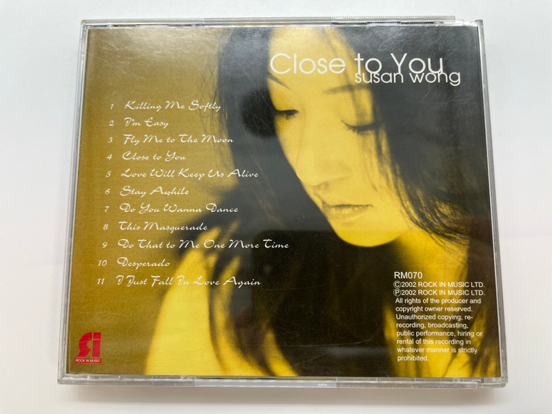 Susan Wong – Close To You / Audiophile Reference 192k/24bit DSP / Rock In Music Audio CD 2002 / RM070