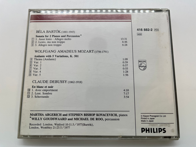 Bartók, Debussy, Mozart - Martha Argerich, Stephen Bishop Kovacevich / Philips Audio CD / 416 882-2 