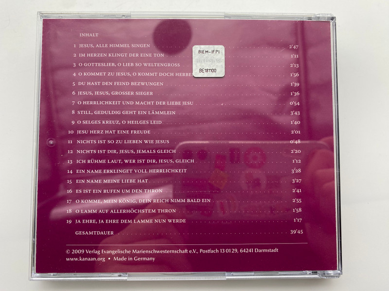 M. Basilea Schlink: Jesus, Du ewige Freude - Chore vom Sieg Jesu, seiner Liebe, seinem Leiden und seiner Herrlichkeit / Verlag Evangelische Marienschwesternschaft Audio CD 2009 / CD 108