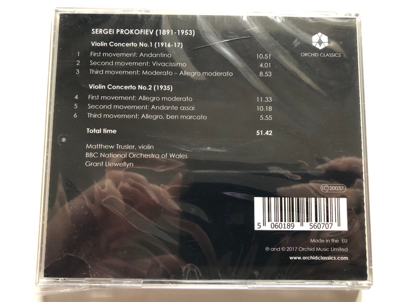 Prokofiev: Violin Concertos 1 & 2 - Matthew Trusler, BBC National Orchestra Of Wales, Grant Llewellyn / Orchid Classics Audio CD 2017 / ORC 100070