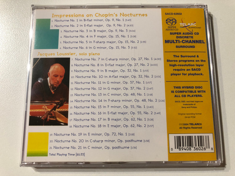 Jacques Loussier: Solo Piano - Impressions On Chopin's Nocturnes / Telarc Hybrid Disc 2004 / SACD-63602