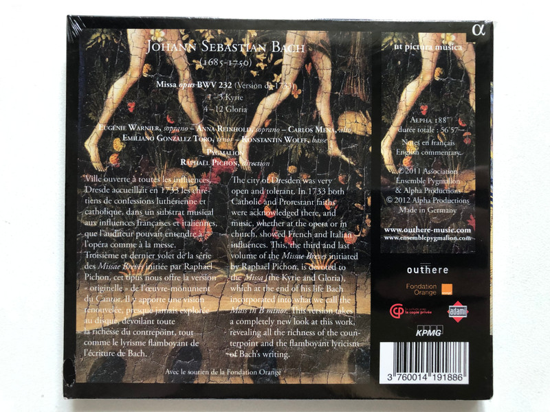 Johann Sebastian Bach: Missa 1733 - Pygmalion / Alpha Productions Audio CD 2012 / Alpha 188