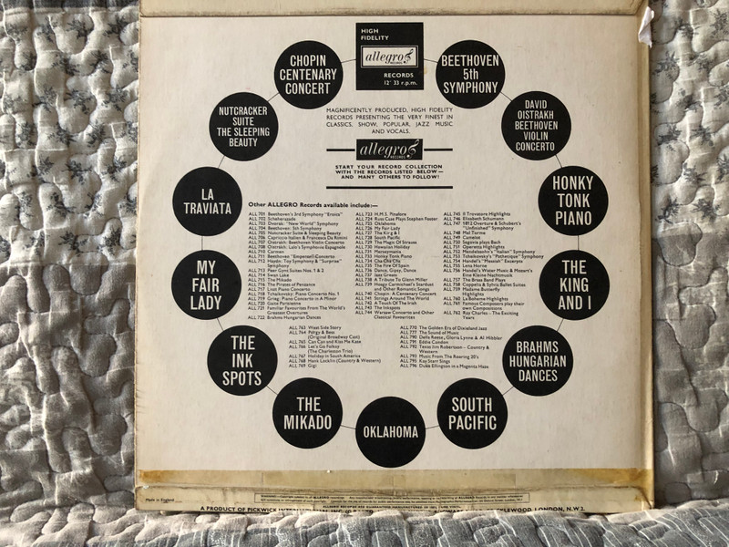 Verdi: Aida - Orchestra And Chorus Maggio Musicale Fiorentino, Conducted By Erasmo Ghiglia / Recitative And Celeste Aida; Trio, Quale, Insolita, Gioia; Ritorna Vincitor! Numi Pieta; Qui Radames Verra And O Patris Mia / Allegro Records LP / ALL 789
