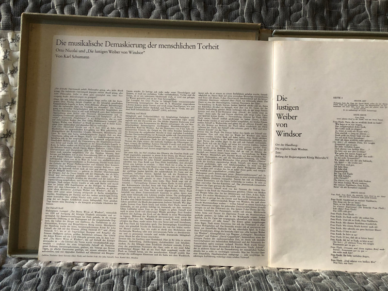 Otto Nicolai: Die Lustigen Weiber Von Windsor - Gottlob Frick, Ernst Gutstein, Fritz Wunderlich, Kieth Engen, Ruth-Margret Pütz, Gisela Litz, Edith Mathis, Chor und Orchester der Bayerischen Staatsoper Munchen / Electrola 3x LP, Box Set / E 91265/67