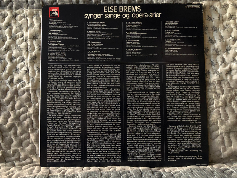 Else Brems – Synger Sange Og Opera-Arier / His Master's Voice LP / 6C 053-39256