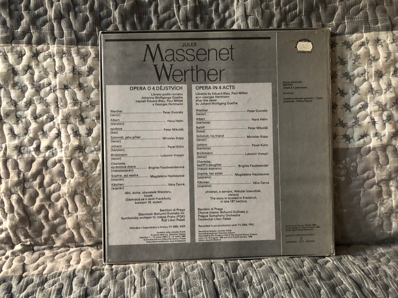 Massenet: Wether (Opera In 4 Acts) - Dvorsky, Fassbaender, Hajossyova, Helm, Mikulaš, Prague Symphony Orchestra, Libor Pešek / Supraphon 3x LP, Box Set, Stereo 1987 / 1116 4941-43 G
