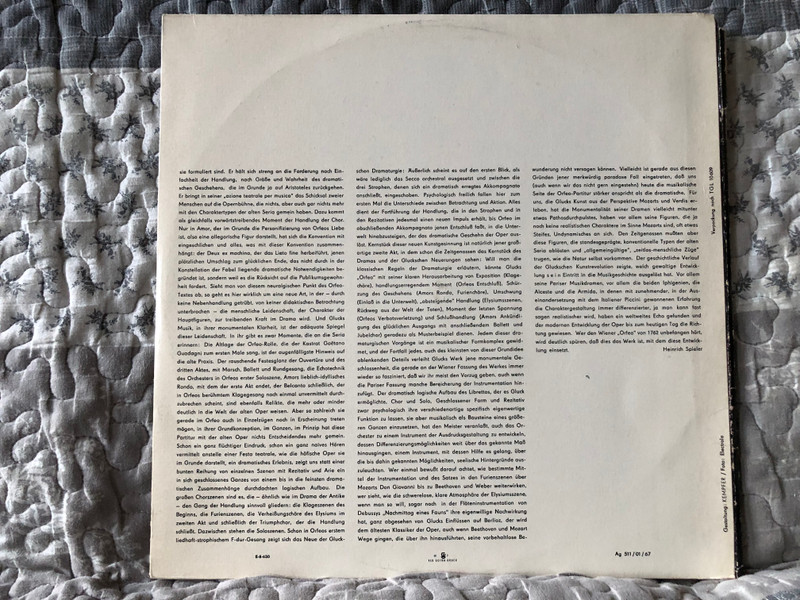 Gluck: Orfeo Ed Euridice (Gesamtaufnahme) - Grace Bumbry, Anneliese Rothenberger, Ruth-Margret Pütz, Rundfunkchor Leipzig, Gewandhausorchester Leipzig, Václav Neumann / ETERNA 2x LP, Stereo 1967 / 8 25 686-687