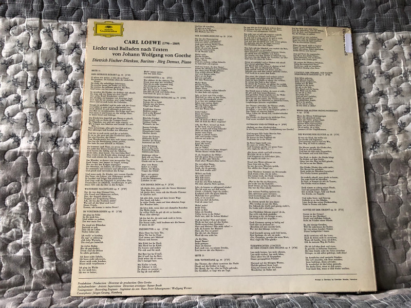 Loewe: Lieder Und Balladen, Vol. II - Dietrich Fischer-Dieskau, Jörg Demus (piano) / Deutsche Grammophon LP Stereo / 2530 052