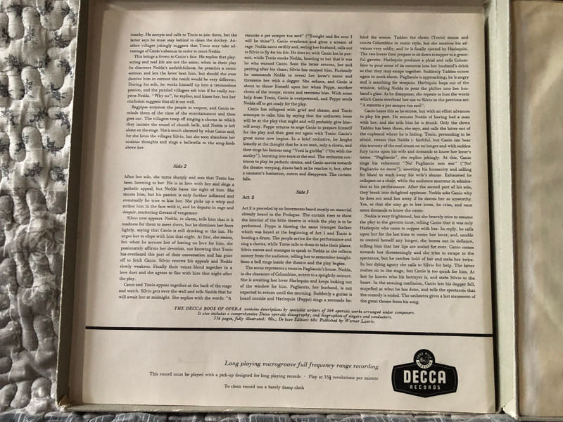 Mario del Monaco as Turiddu, Canio - Mascagni: Cavalleria Rusticana, Leoncavallo: Pagliacci / Decca 3x LP / LXT 5223-4-5