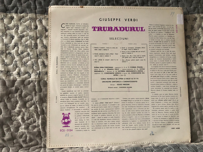 Giuseppe Verdi – Trubadurul (Selecțiuni) / Electrecord LP / ECE-0134