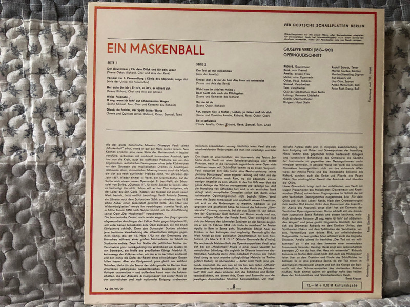 Giuseppe Verdi: Falstaff - Tito Gobbi, Rolando Panerai, Luigi Alva, Tomaso Spataro, Elisabeth Schwarzkopf, Anna Moffo, Fedora Barbieri, Nan Merriman, u. a., Philharmonia Choir London, Philharmonia Orchester London / ETERNA LP Stereo 1975 / 8 25 520