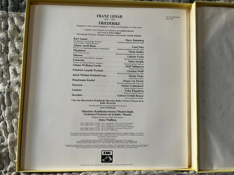 Franz Lehár: Friederike - Helen Donath, Adolf Dallapozza, Gabriele Fuchs, Martin Finke, Chor Des Bayerischen Rundfunks, Münchner Rundfunkorchester, Heinz Wallberg / His Master's Voice 2x LP, Box Set 1981 / 1C 157-30 997/98 