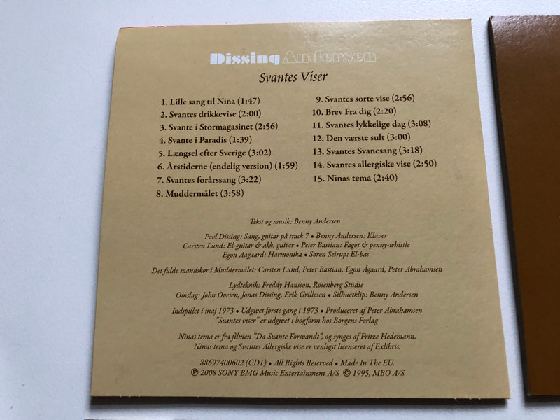 Dissing Andersen: Livet Er Ikke Det Værste Man Har - Samlede Sange Og Viser / SONY BMG Music 7x Audio CD + DVD CD, Box Set 2008 / 88697400602