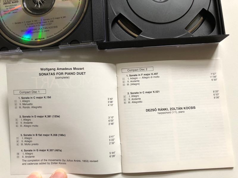 Mozart: Sonatas For Piano Duet (Complete) - Dezső Ránki, Zoltán Kocsis / Hungaroton 2x Audio CD, Stereo / HCD 11794-95-2