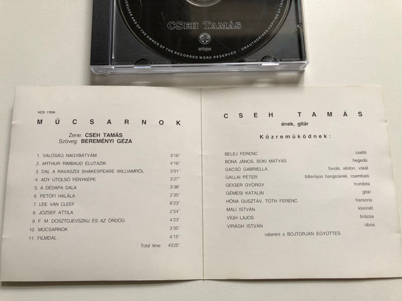 Cseh Tamás – Műcsarnok / Mega Audio CD 1994 / HCD 17656