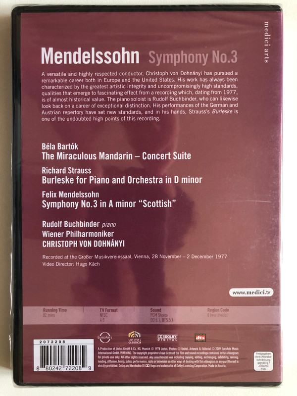 Mendelssohn Symphony No.3 / Strauss Burleske for Piano / Bartók The Miraculous Mandarin Suite