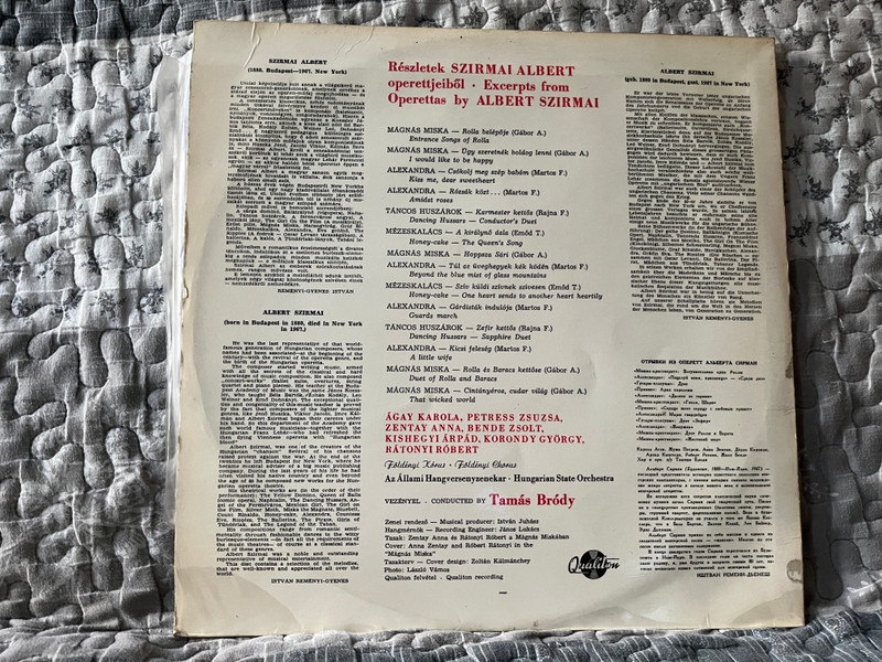 Szirmai: Egyveleg Medley - Mágnás Miska, Alexandra; Táncos Huszárok; Mézeskalács / Qualiton LP / LPX 16560