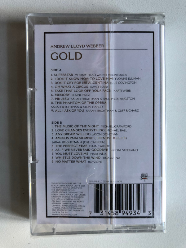 Andrew Lloyd Webber: Gold - The Definitive Hit Singles Collection / Universal Audio Cassette 2001 / 589 493-4