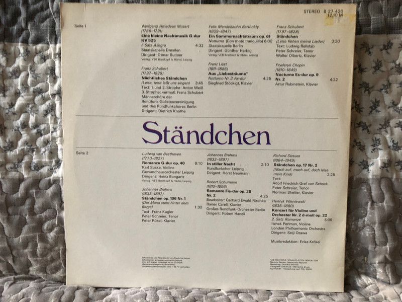 Ständchen / ETERNA LP 1981 Stereo / 8 27 420